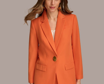 Donna Karan Women's One-Button Blazer Orange Size 6 MSRP $169