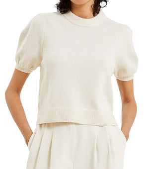 French Connection Crewneck Short Sleeve Pullover Sweater Cream Size M MSRP $98