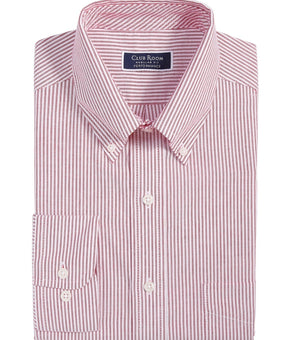 Club Room Men's Regular Fit Stripe Dress Shirt Size 16.5 x 34/35 Red MSRP $60