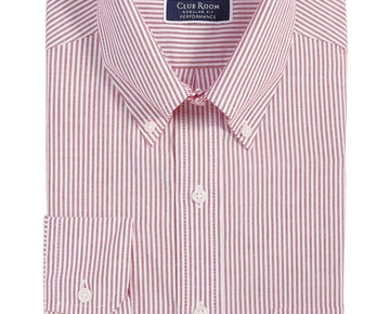 Club Room Men's Regular Fit Stripe Dress Shirt Size 16.5 x 34/35 Red MSRP $60
