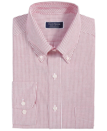 Club Room Men's Regular Fit Stripe Dress Shirt Size 16.5 x 34/35 Red MSRP $60