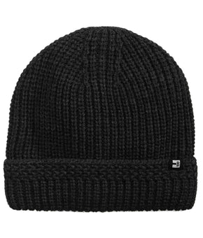 Block Hats Men's Ribbed-Cuff Sherpa Lined Beanie Black Size Regular