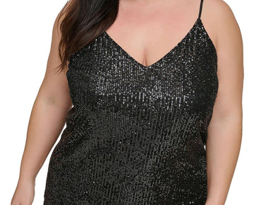 Calvin Klein Womens Plus Sequined Workday Camisole Size 1X Black