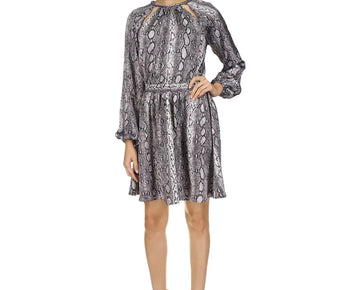 Michael Kors Women's Snakeskin-Print Chain-Neck Dress Black Size XL MSRP $195