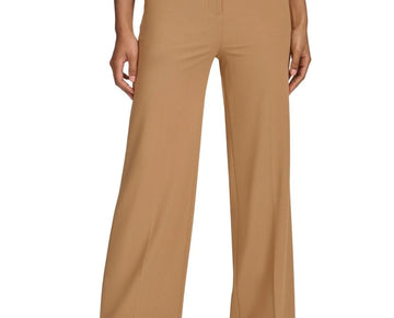 Calvin Klein Petite Solid Lux High-Rise Wide-Leg Pants Brown Size 12P MSRP $109