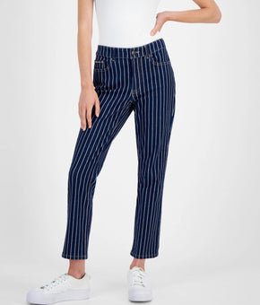Nautica Jeans Women's Striped Straight-Leg Ankle Jeans Blue Size 4 MSRP $80