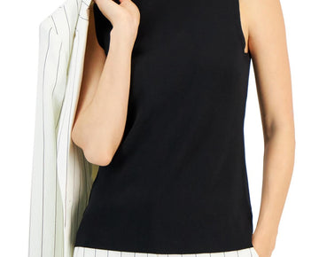 Tahari Womens Tank Casual Shell Cotton Black Size M MSRP $89