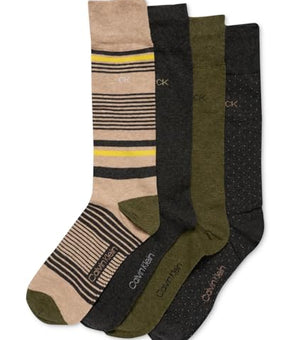 Calvin Klein Mens 4-Pk. Crew Dress Socks Brown Size OS