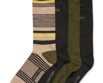 Calvin Klein Mens 4-Pk. Crew Dress Socks Brown Size OS