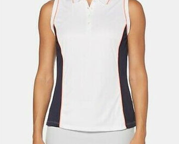 PGA TOUR Womens Golf White Activewear Polo TOP Size S Hourglass Sleeveless Top