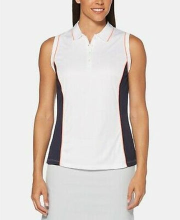 PGA TOUR Womens Golf White Activewear Polo TOP Size S Hourglass Sleeveless Top