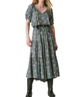 LUCKY BRAND Women Boho Smocked Waist Maxi Dress balsam Green Size XXL MSRP $119