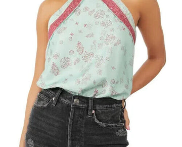 Free People 1 Thing Halter Neck Bodysuit in Flower Size S Green MSRP $68