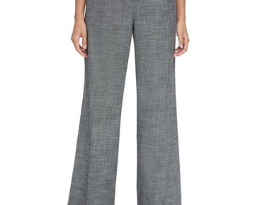 Calvin Klein Womens High Rise Heathered Wide Leg Pants Gray Size 6