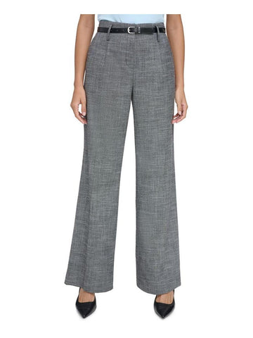 Calvin Klein Womens High Rise Heathered Wide Leg Pants Gray Size 6