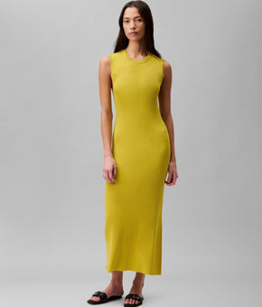 Calvin Klein Women's Ribbed Unlined Maxi Dress Pulls on Olive Green Size S $149