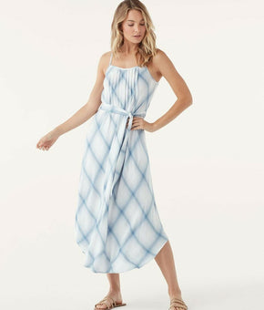 Splendid Coastal Chambray Plaid Dress women's blue Size M MSRP $168