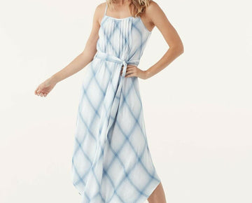 Splendid Coastal Chambray Plaid Dress women's blue Size M MSRP $168