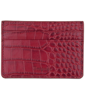 Bespoke Men's Straight Edge Gator Embossed Leather Card Case Red
