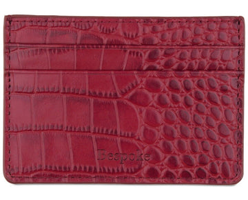 Bespoke Men's Straight Edge Gator Embossed Leather Card Case Red
