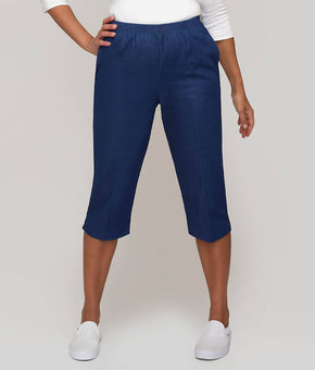 Alfred Dunner Womens Petite Relaxed Fit Denim Capri