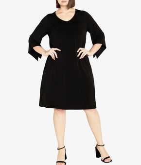 AVENUE Plus Size Gianna Relaxed Fit Knee Length Dress Black Size 16 MSRP $79