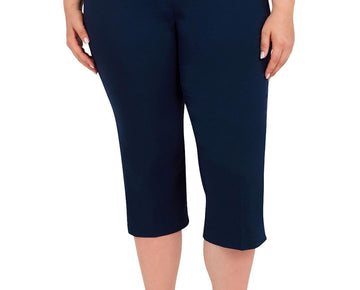 Hearts of Palm Womens Plus Pull On Stretch Capri Pants Size 18W Blue Navy