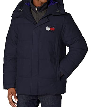 Tommy Hilfiger mens Tommy Jeans Badge Puffer Jacket, Sky Captain, Large
