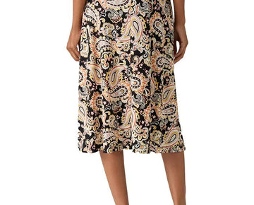 Kasper Petite Printed Pull-On Midi Black Butterscotch Size PXL MSRP $69