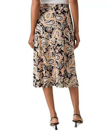Kasper Petite Printed Pull-On Midi Black Butterscotch Size PXL MSRP $69