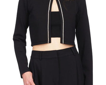 MICHAEL Michael Kors Womens Embellished Knit Crop Sweater Size M Black