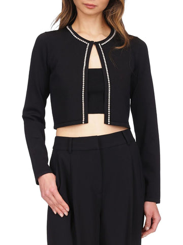 MICHAEL Michael Kors Womens Embellished Knit Crop Sweater Size M Black