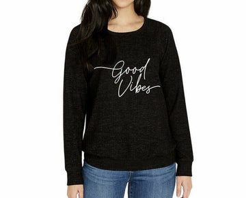 Buffalo Good Vibes womens Sweatshirt Heather Black Crewneck Size XL