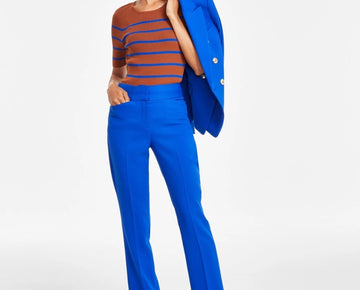 Tahari ASL Women's Mid-Rise Flare-Leg Pants Blue Size 16 MSRP $99