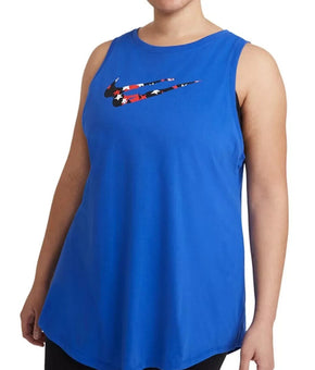 Nike Women's Dri-FIT Plus Swoosh Stars Training Tank Top Blue Size 2X MSRP $30