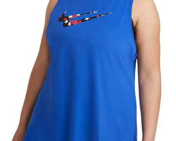 Nike Women's Dri-FIT Plus Swoosh Stars Training Tank Top Blue Size 2X MSRP $30