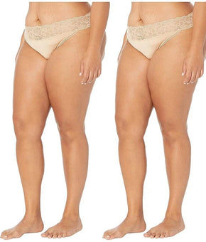 Calvin Klein 2-PACK Underwear Seductive Comfort Lace Panties Bare Beige Size 2X