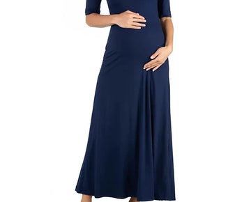 24seven Comfort Apparel Maternity Maxi Dress Dark Blue Plus Size 1X MSRP $$63