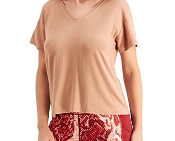 Ideology Womens V-Neck T-Shirt,Terracotta Clay Brown Size XXL