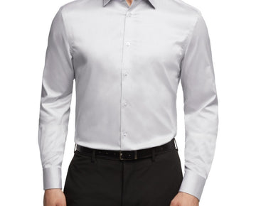 Calvin Klein Stretch Men's Regular Fit Dress Shirt Gray Size 17.5x34/35 MSRP $98