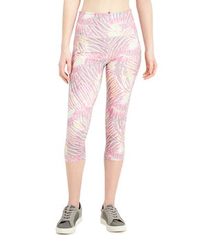 Ideology NWT Tropical-Print Pocket Cropped Leggings Women's pink Size XS $40