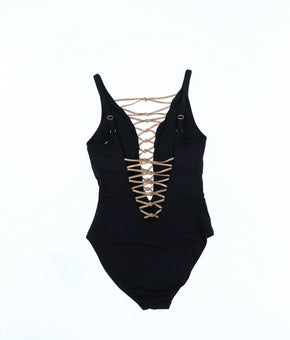 Bleu By Rod Beattie Women's One Piece Lace Swimsuit Black Size 8
