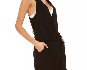 Calvin Klein Women's Surplice Racer-Back Tunic Swim Cover-Up Size L/XL Black