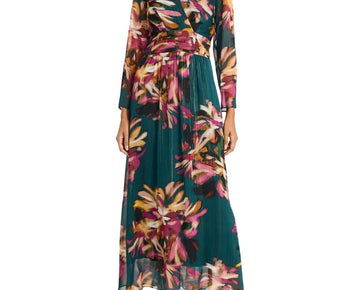 Maggy London Women's Floral-Print Maxi Dress Green Size 12 MSRP $158