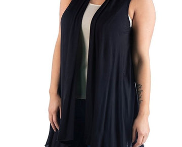 24seven Comfort Plus Size 1X Asymmetric Open Front Cardigan Sweater Black $50