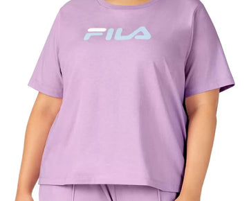 Fila Thea Cotton Logo Short-Sleeve T-Shirt Purple Plus Size 2X