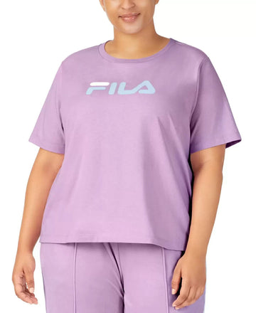 Fila Thea Cotton Logo Short-Sleeve T-Shirt Purple Plus Size 2X