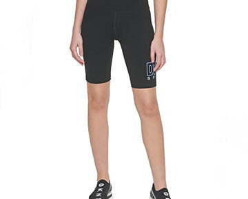 DKNY Women's Bike High Waist Outline Logo Short, Hydrangea, Small