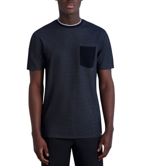 KARL LAGERFELD PARIS Mens Slim-Fit Textured Pocket T-Shirt Black Size L MSRP $59