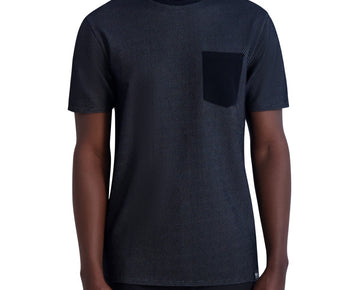 KARL LAGERFELD PARIS Mens Slim-Fit Textured Pocket T-Shirt Black Size L MSRP $59